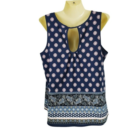 A'Gaci Tank Top Medallion and Paisley Women's Size Large Blue Pink - Picture 2 of 8